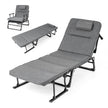 i – Trädgårdslounge med Huvudstöd och Justerbart Ryggstöd Vikbar Sollounge – 3 1 185 x 60,5 x 38 cm – Grå-svart