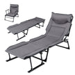 i – Trädgårdslounge med Huvudstöd och Justerbart Ryggstöd Vikbar Sollounge – 3 1 180 x 67,5 x 37 cm – Grå-svart