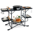 Campingkök – hopfällbart resekök med bordsskiva av aluminium – 135 x 54 x 88 cm – Svart