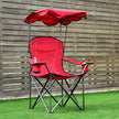 Fällbar – fiskestol med mugghållare för Patio Beach Camping – 96,5 x 67,5 x 130 cm – Röd