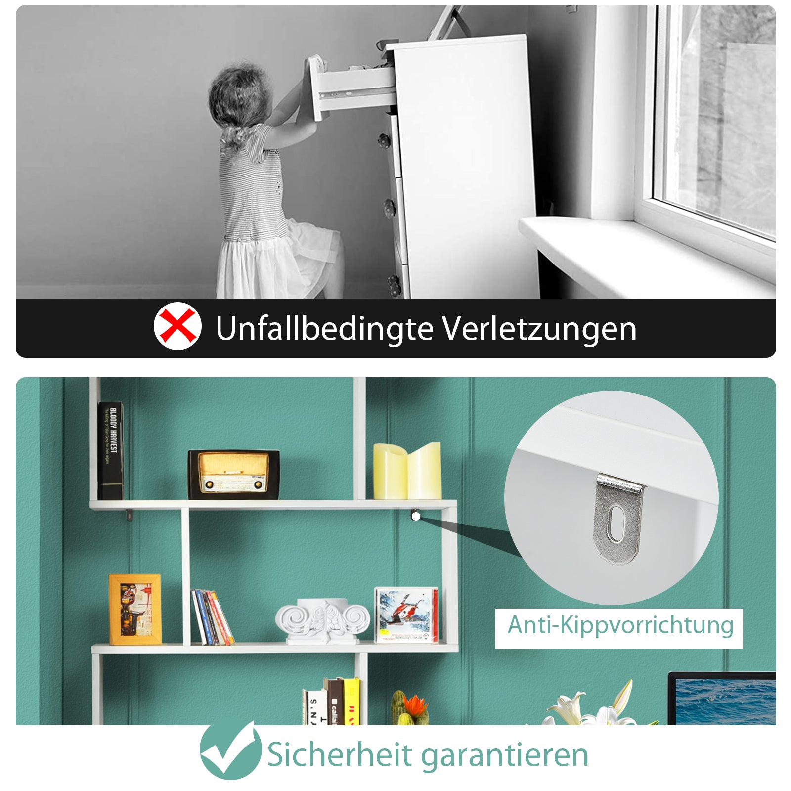 Ståhylla – nivåer S formad bokhylla förvaringshylla trä färg val – 6 – Vit