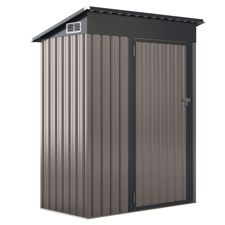 Trädgårdshus – Metall | m³ redskapsbod med pulpettak – 150 x 90,5 x 185 cm 1,5 – Ljusgrå