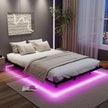 Dubbelsäng – Svängsängsställning med LED Belysning Modern Sängställning av Metall – 140 x 200 cm – Svart