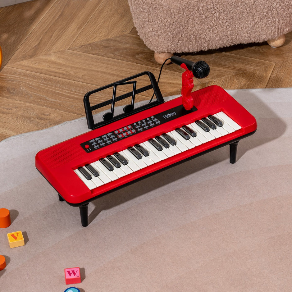Tangent – Elektronisk Piano med Mikrofon och Notställ Avtagbar Ben – 37 – Röd