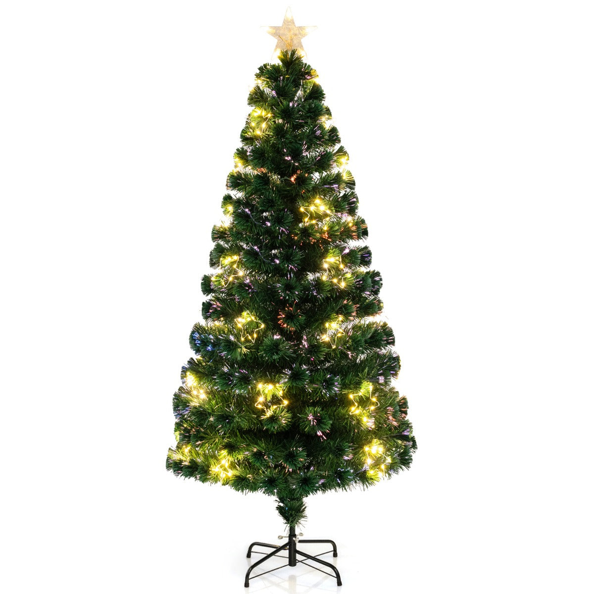 Konstgjord – julgran av glasfiber med belysning – 180 cm – Grön