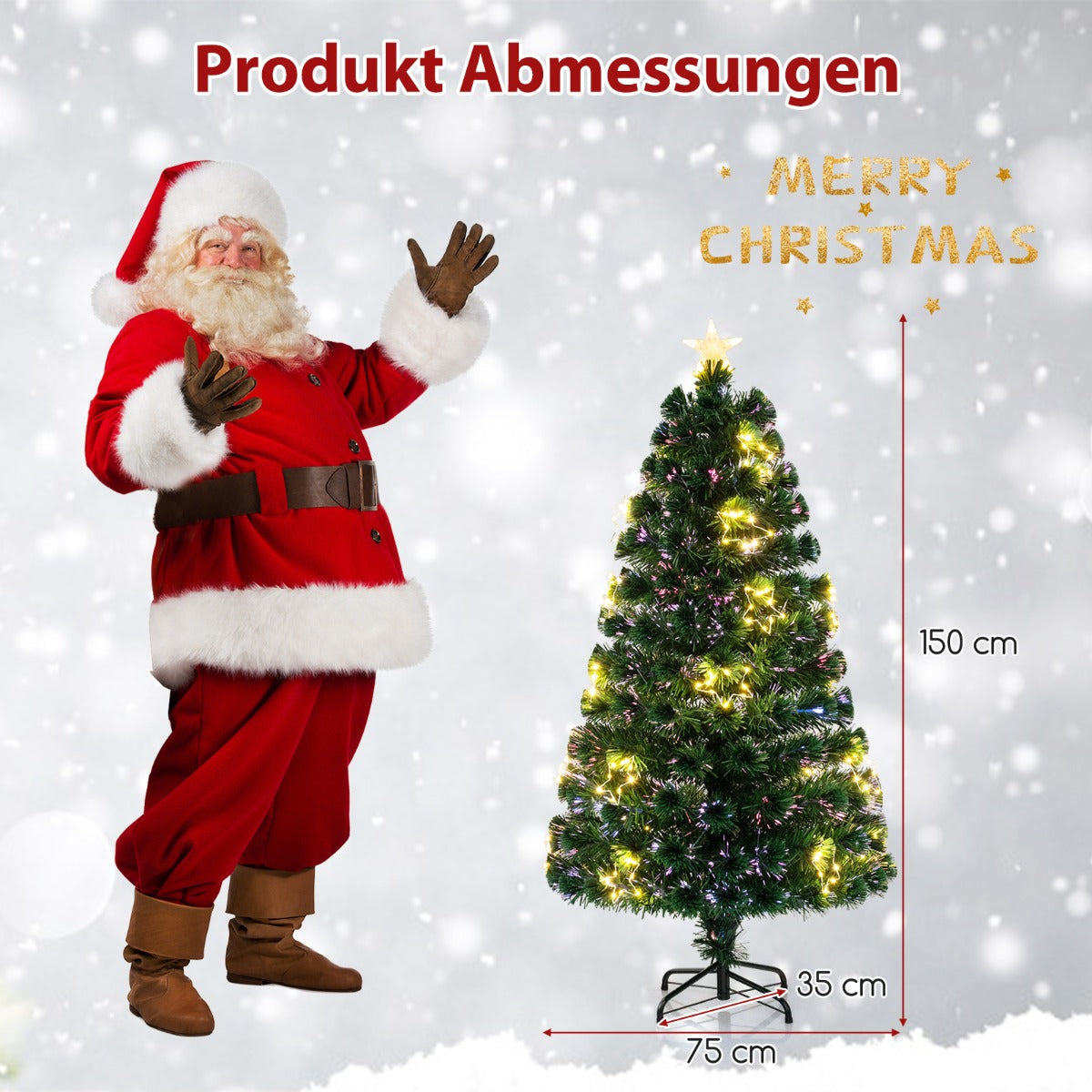 Konstgjord – julgran av glasfiber med belysning – 150 cm – Grön