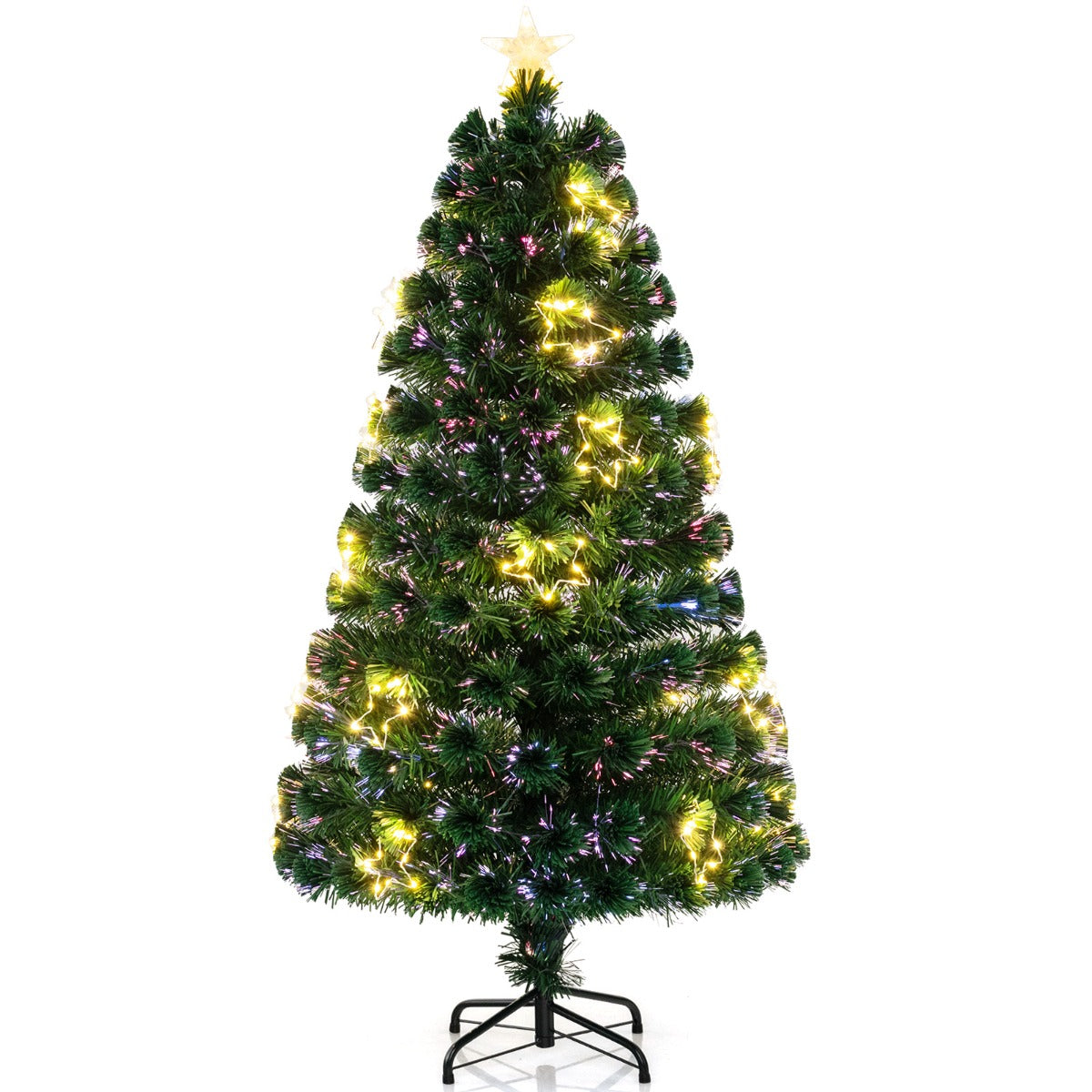 Konstgjord – julgran av glasfiber med belysning – 150 cm – Grön