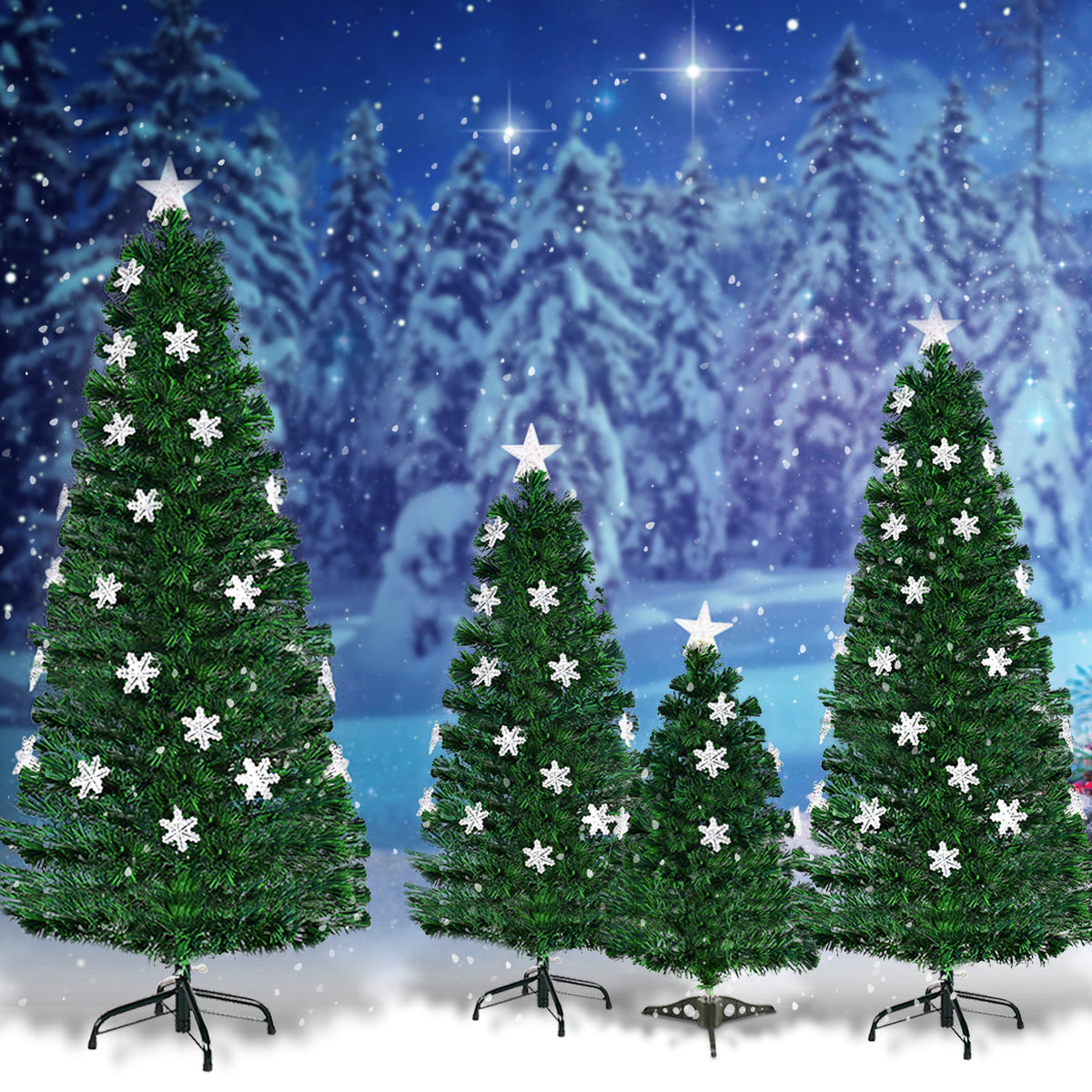 Julgran – LED Konstgjord med fiberoptisk färgväxlare – 150 cm 150 cm – Grön