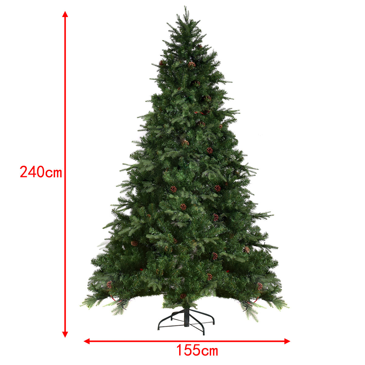 Konstgjord – julgran med LED ljus Grön – 210/225/240 cm 240 cm – Varmvit