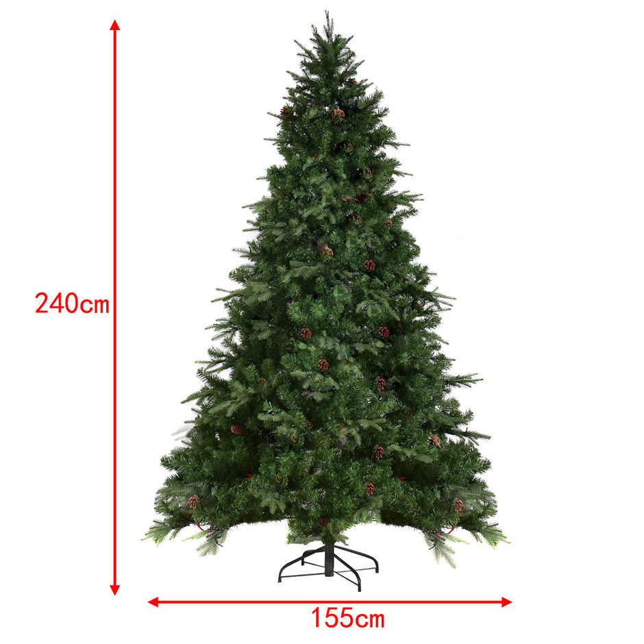 Konstgjord – julgran med LED ljus Grön – 210/225/240 cm 240 cm – Varmvit