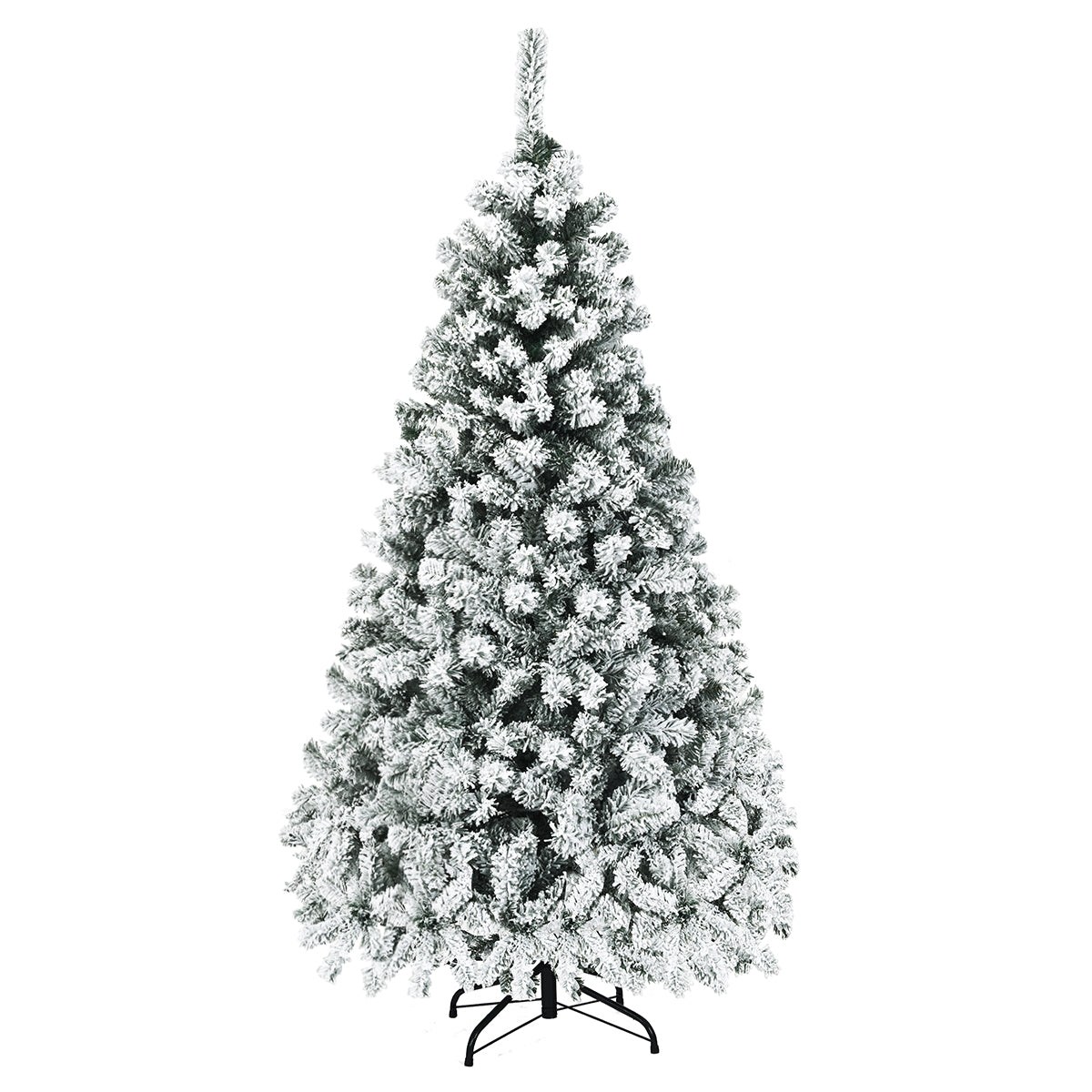 Julgran – med snö Premium PVC nålar LED ljus Konstgjorda jul – 180 cm – Grön och vit