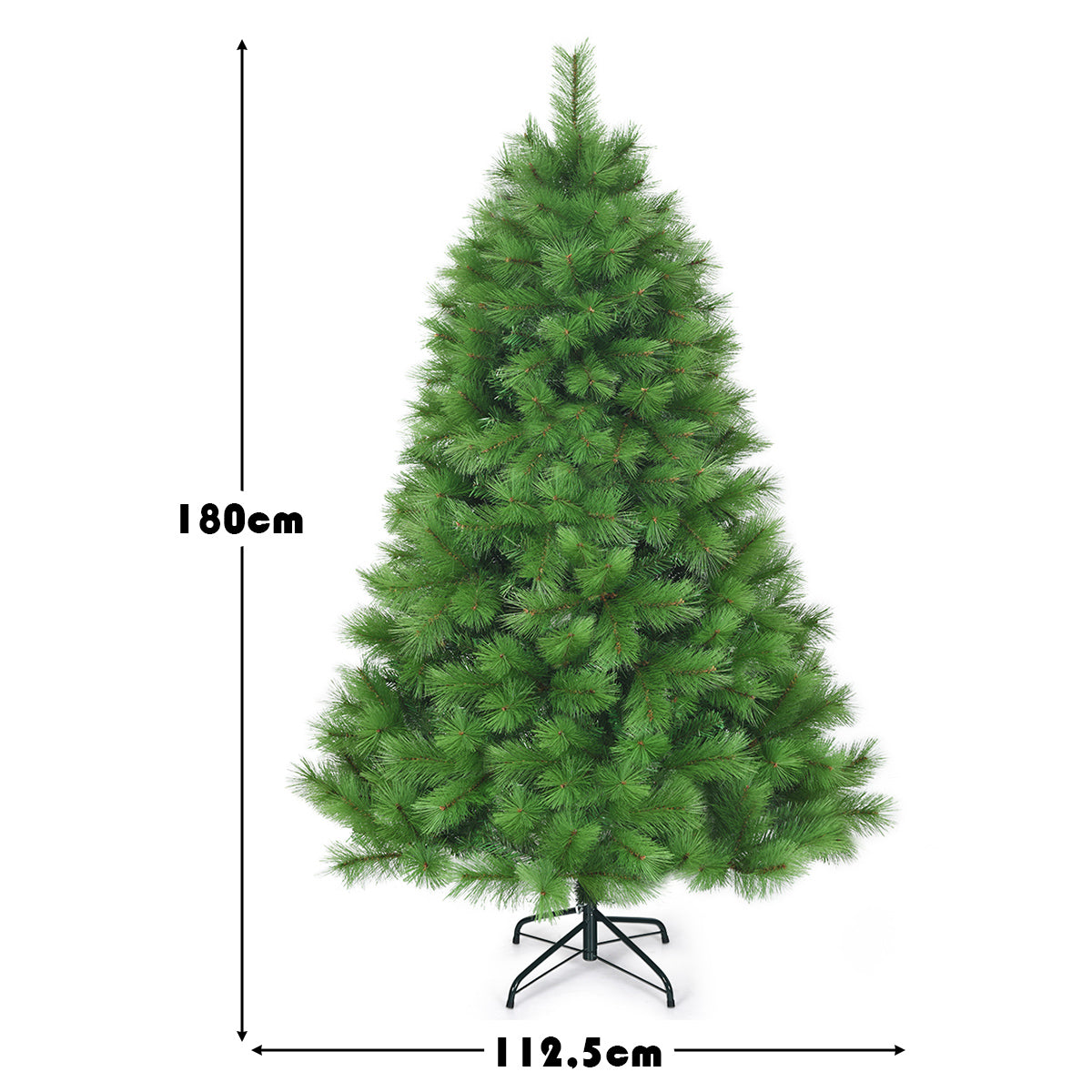 Konstgjord – julgran PVC nålar träd med metallstativ – 180 cm – Grön