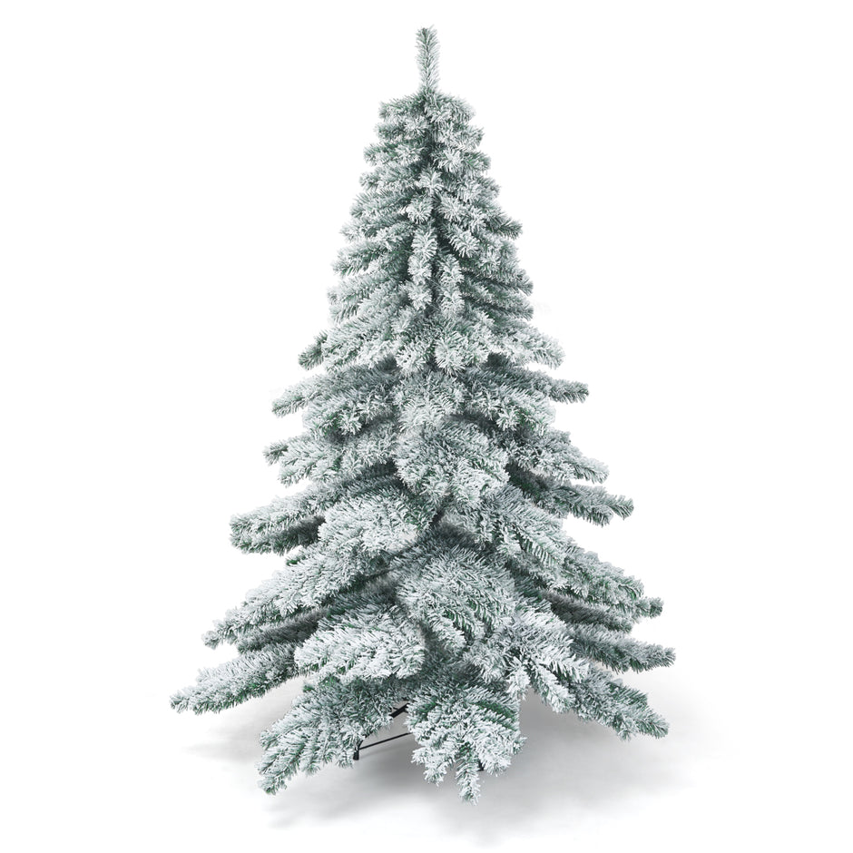 Konstgjord – julgran med snöflingor PVC tips + – 180 cm – Grön och vit