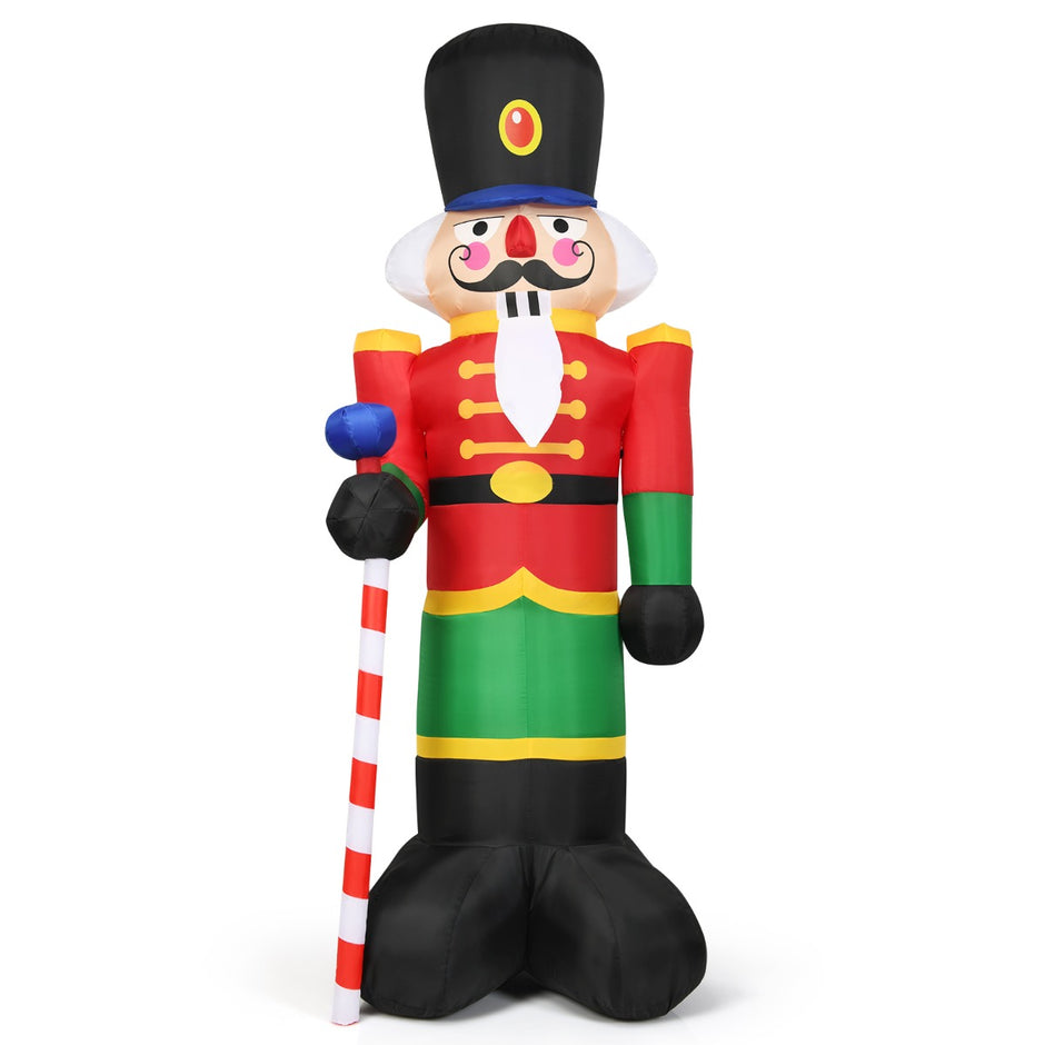 Hög – uppblåsbar jul nötknäppare soldat med LED lampor och Candy Stick Colorful – 3 2,4 m – Färgglad