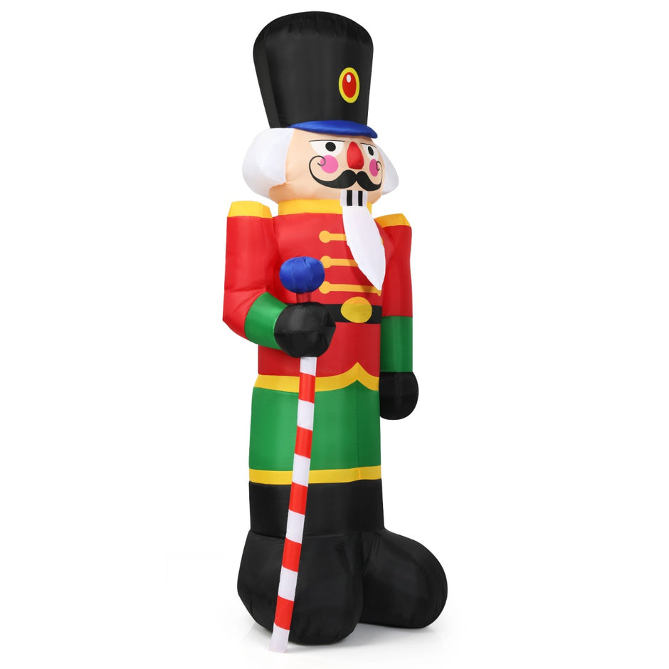 Hög – uppblåsbar jul nötknäppare soldat med LED lampor och Candy Stick Colorful – 3 2,4 m – Färgglad
