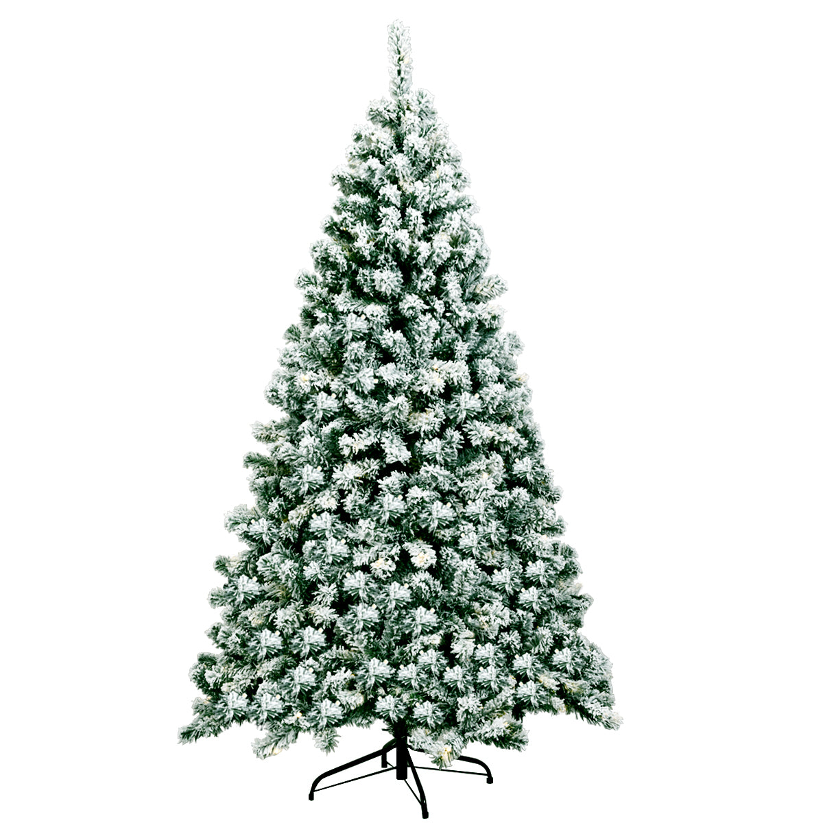 Hög – konstgjord julgran med varma LED ljus + – 180 cm – Grön och vit