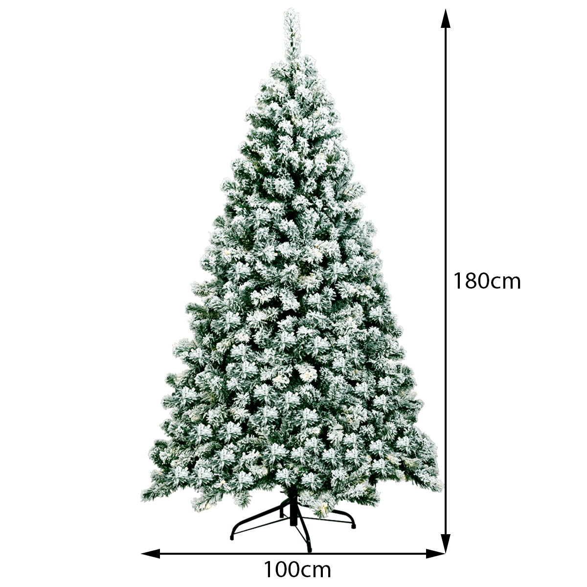 Hög – konstgjord julgran med varma LED ljus + – 180 cm – Grön och vit