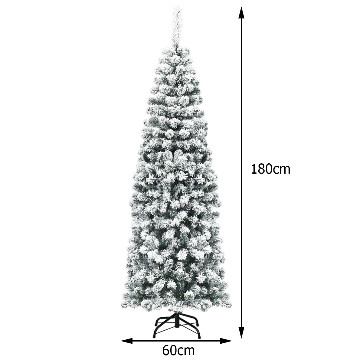 Blyertsjulgran – med snö Konstgjord metallstativ + – 180 cm – Grön och vit