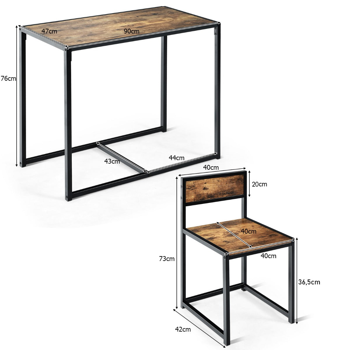 st – Bord Grupp Set + Stolar Antik – 3 2 – Brun
