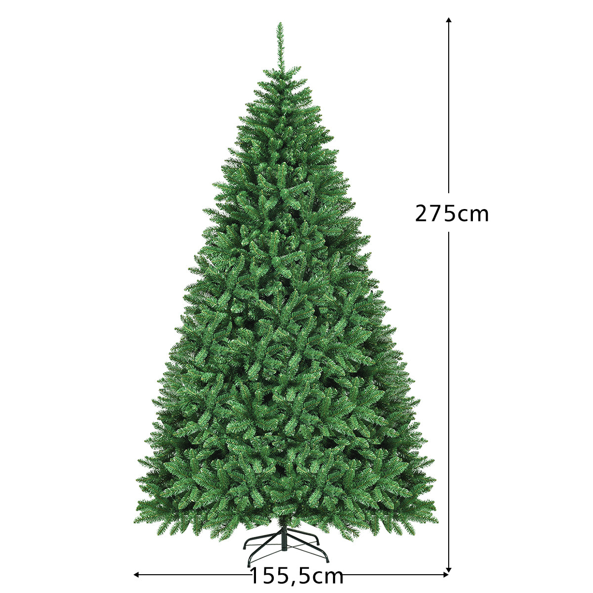 Konstgjord – julgran metall stativ med tips – 3594 275 cm – Grön