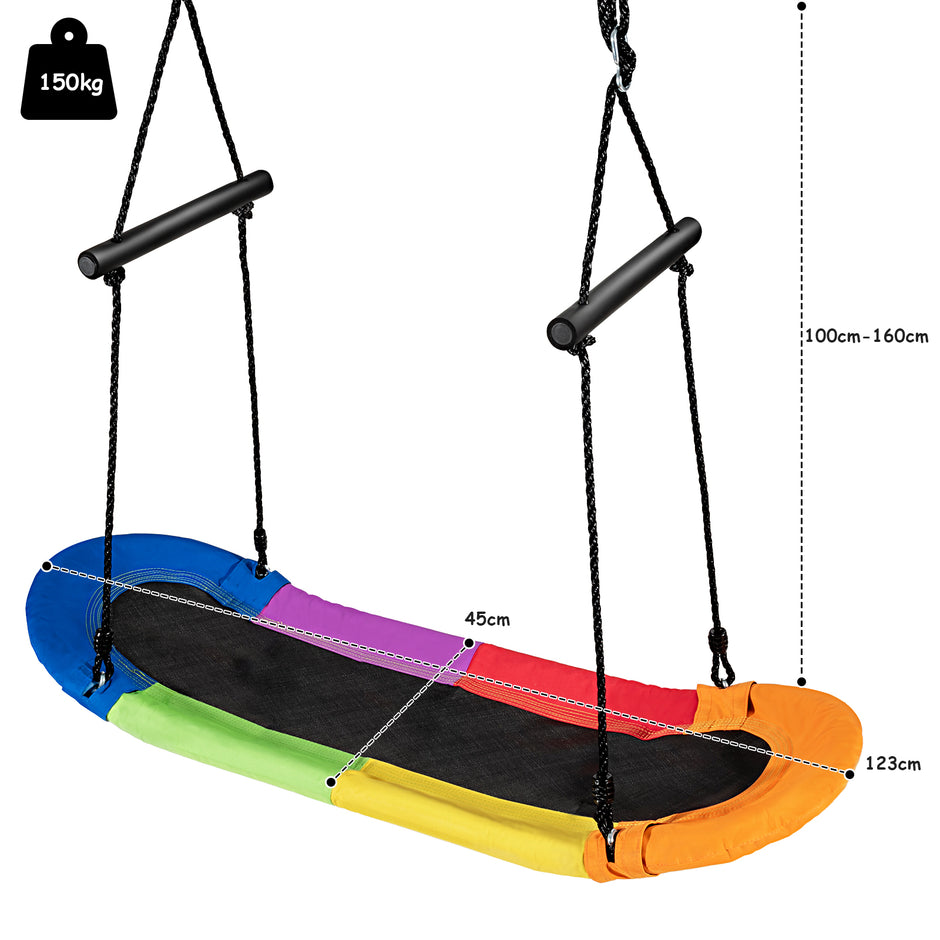 Bogunga – barnträdsgunga med justerbar rephängande – 100-160 cm 123 x 45 cm – Färgglad