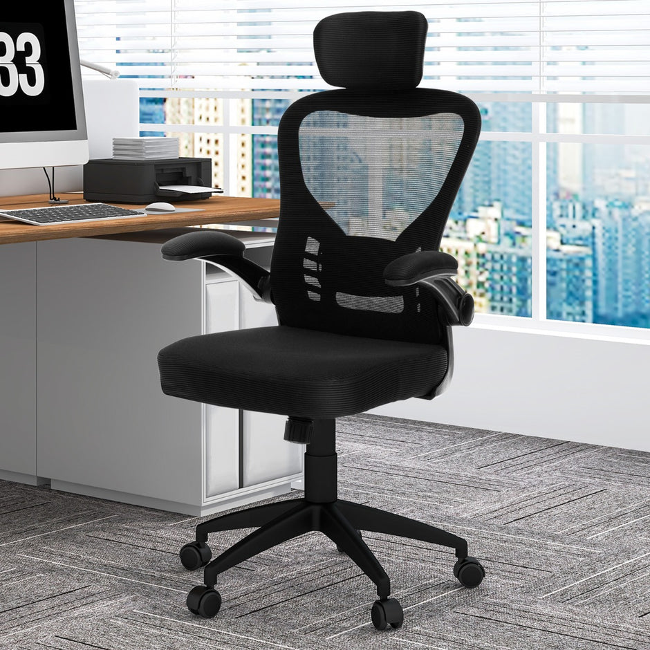 Ergonomisk – kontorsstol i mesh med gungrygg Executive Swivel PC – Svart