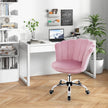 Höjdjusterbar – kontorsstol i sammet med hjul och ergonomisk design datorstol – Rosa