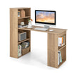 Skrivbord – med bokhylla Datorbord hyllor PC Kontorsbord naturell – 6 – Natur