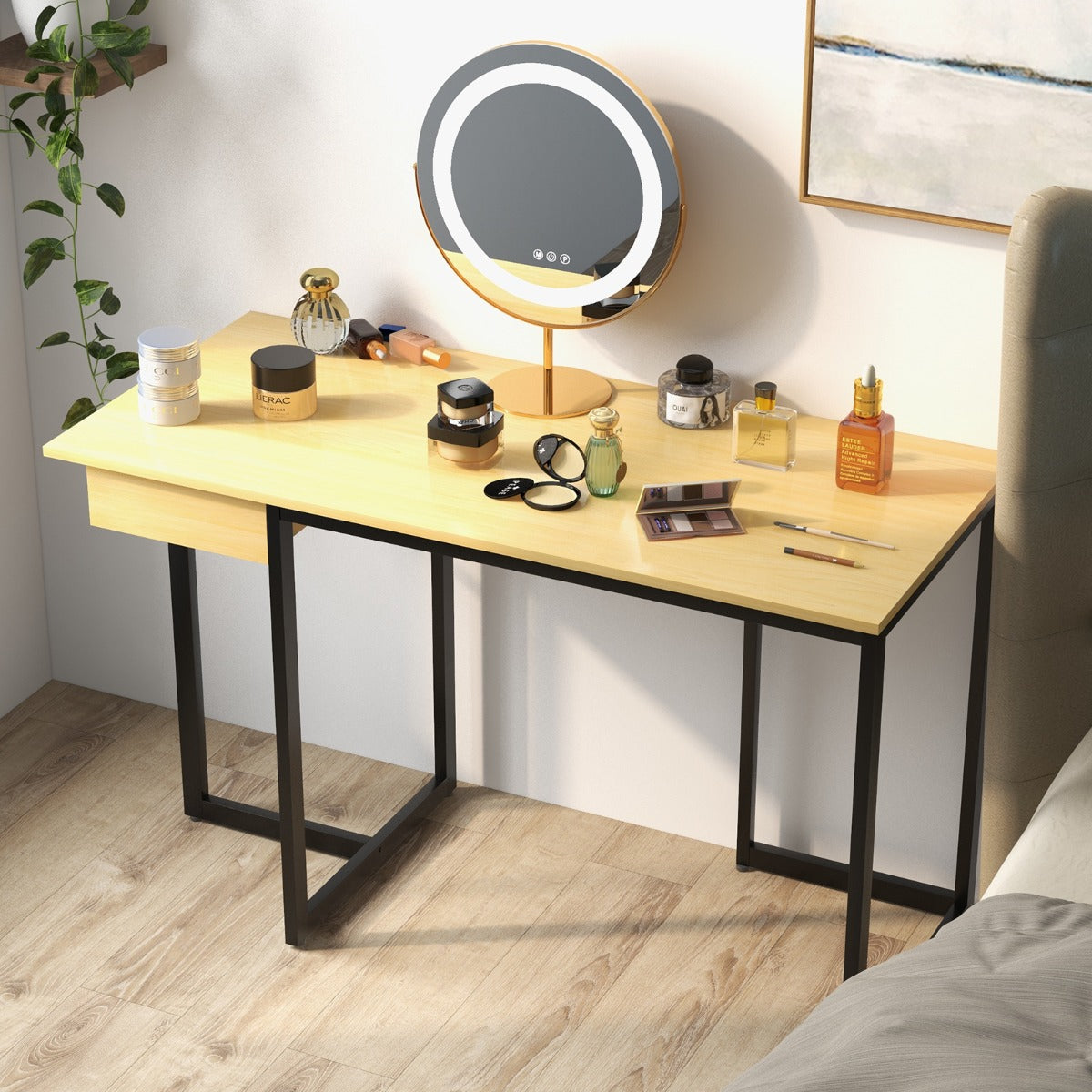 Långt – datorbord med låda och justerbara kuddar Naturell – 120 cm – Natur