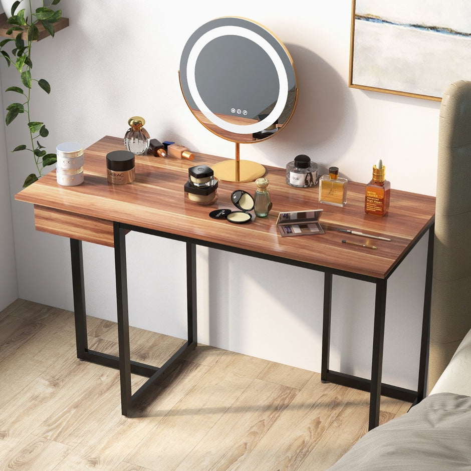 Långt – datorbord med låda och justerbara kuddar – 120 cm – Valnöt