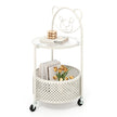Sidobordsglas – med hjul vånings glasbord runt björnmönster vitt – 2 – Vit