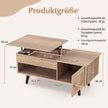 Soffbord – höjdjusterbart vardagsrumsbord sidobord med dolt fack – 100 x 50 x 46/60 cm – Natur