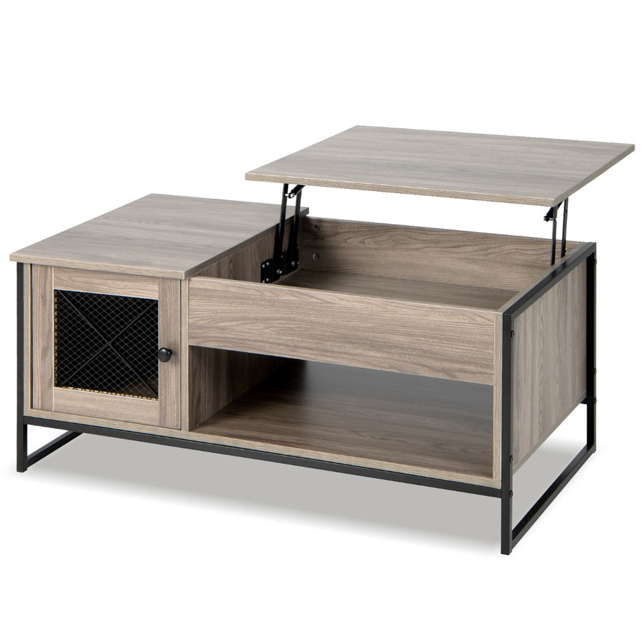 Soffbord – med lyftplatta Mittbord pneumatisk lyftanordning – 106 x 55 x 44,5 cm – Grå