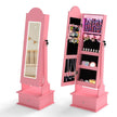 Barn – Smyckeskåp med Belysning Stående Smyckeorganizer Helkroppsspegel – Rosa