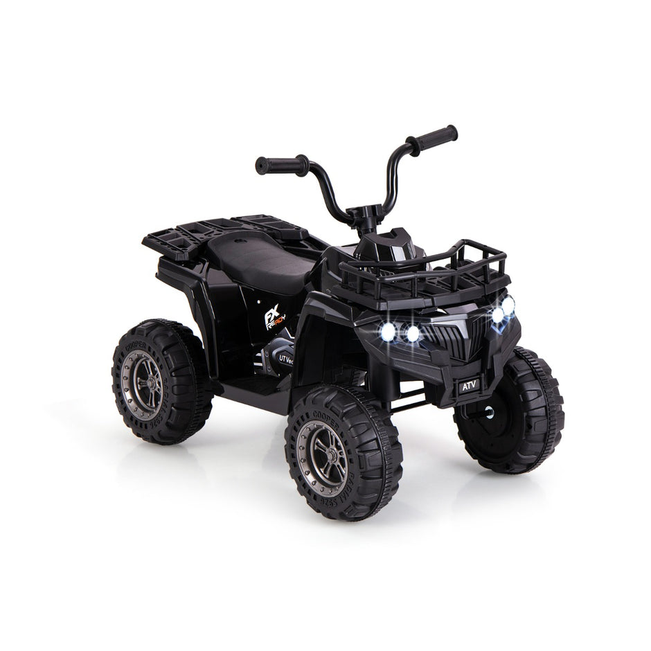 6V – barnelektrisk fyrhjuling med framåt och bakåtfunktion Elbil ATV – Svart