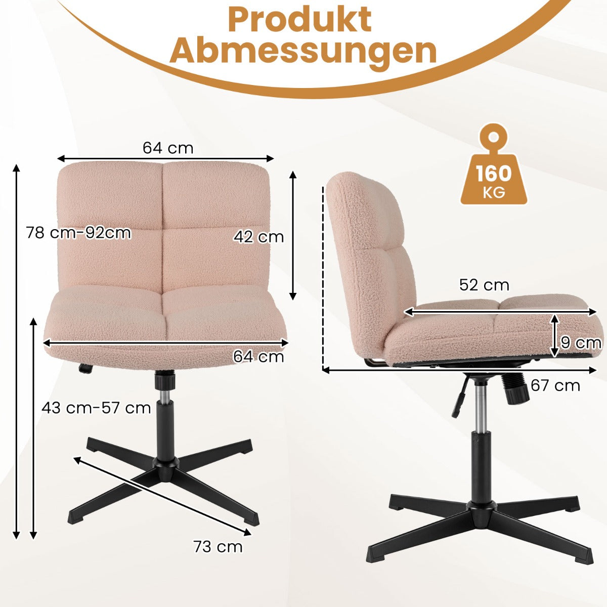 Schneidersitz – Stol utan armstöd med bred sits – Rosa