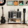 Skivspelareställ – med laddstation och vinylförvaring Sidoskåp Vinyldisplay Hylla – Vit