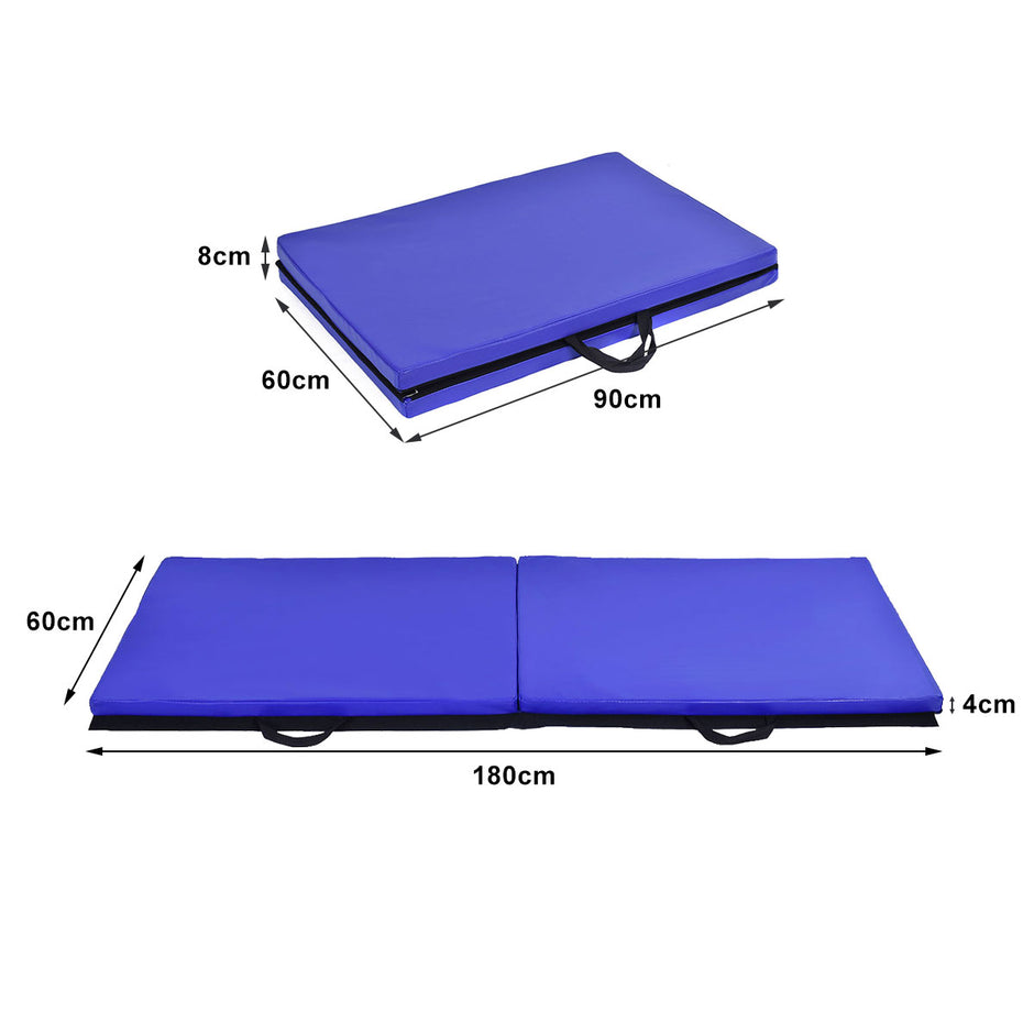 Gymnastikmatta – Mjukgolvsmatta Yogamatta Fällmatta Träningsmatta – 180 x 60 x 4 cm – Blå