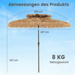 Hög – solskärm i hawaiiansk stil, halmtäckt Tiki terassparasol med ribbor – 8 247 cm – Natur
