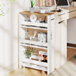 Bred – Nischvagn på Hjul Etage Smal Köksvagn Serveringsvagn + – 4 20 cm – Natur + vit