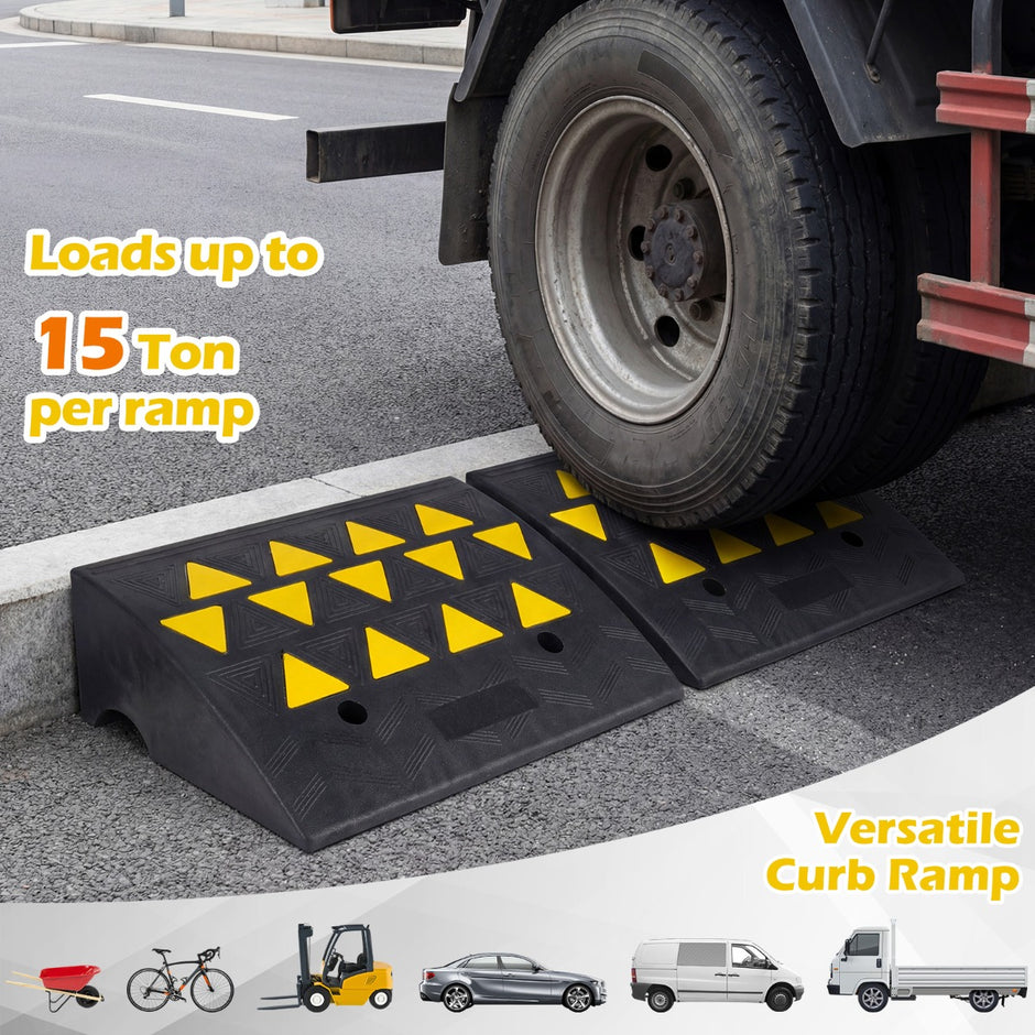 pack – helgummi tröskelramp med tons bärförmåga – 2 15 49 x 37 x 16 cm – Svart