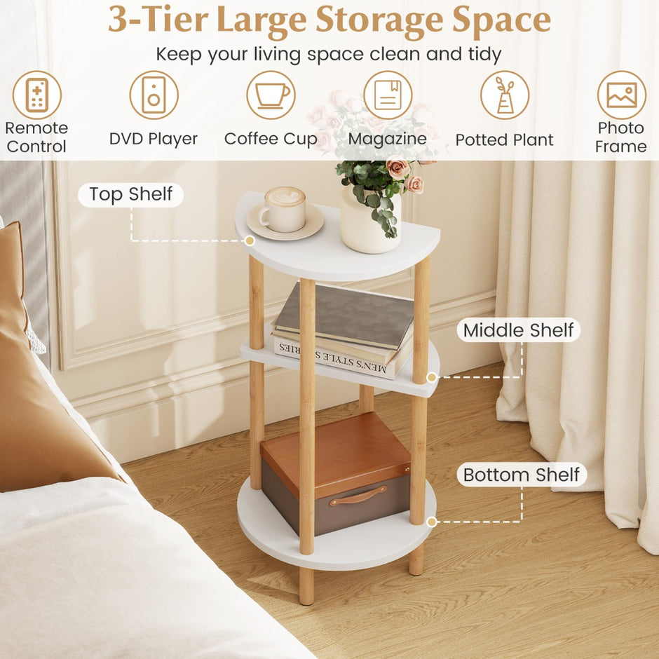 pack – sidobord våningar runt i bambu Nattduksbord Soffbord + – 2 3 – Natur + vit
