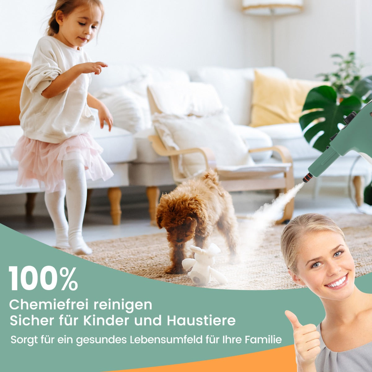 1500W – ångtvätt med tanktemperatur upp till ℃ handhållen – 400 ML 125 – Grön