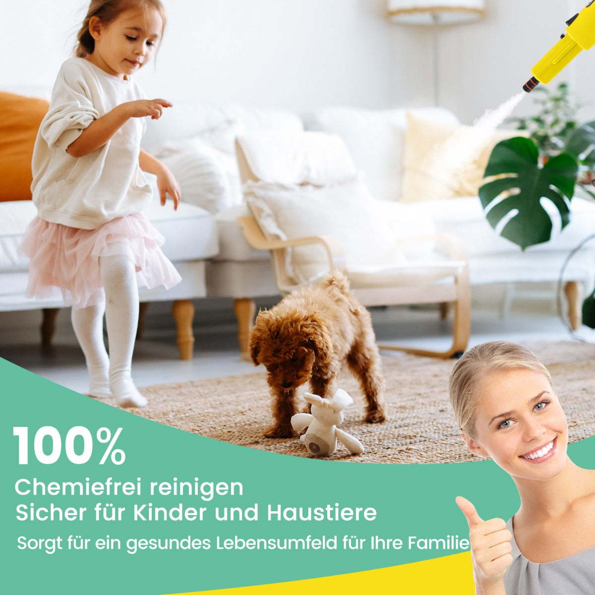 1500W – ångtvätt med tanktemperatur upp till ℃ handhållen – 400 ML 125 – Gul