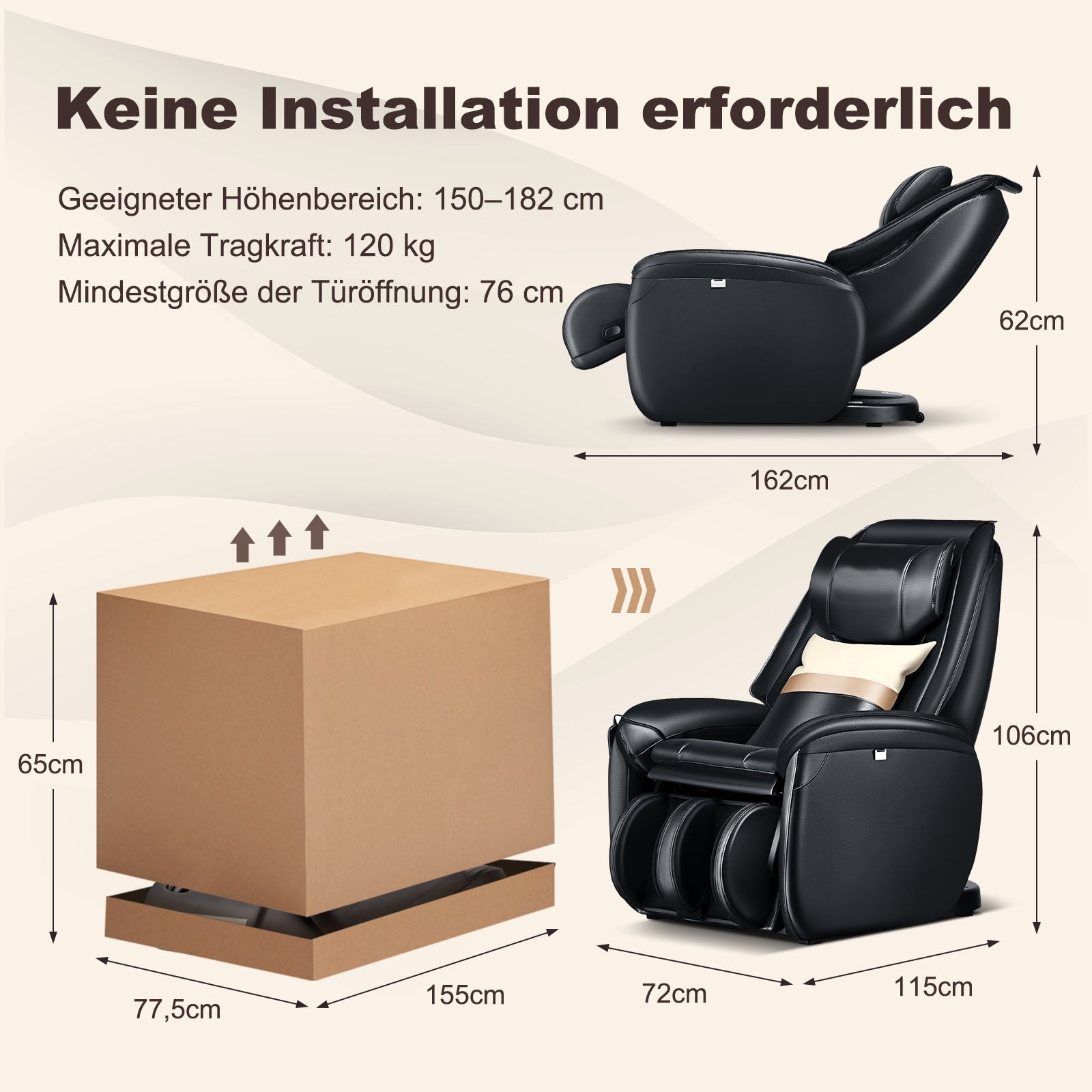 Zero – Gravity SL Spurt Massagestol Liegestol med Helkroppsmassage Ryggvärme – Svart