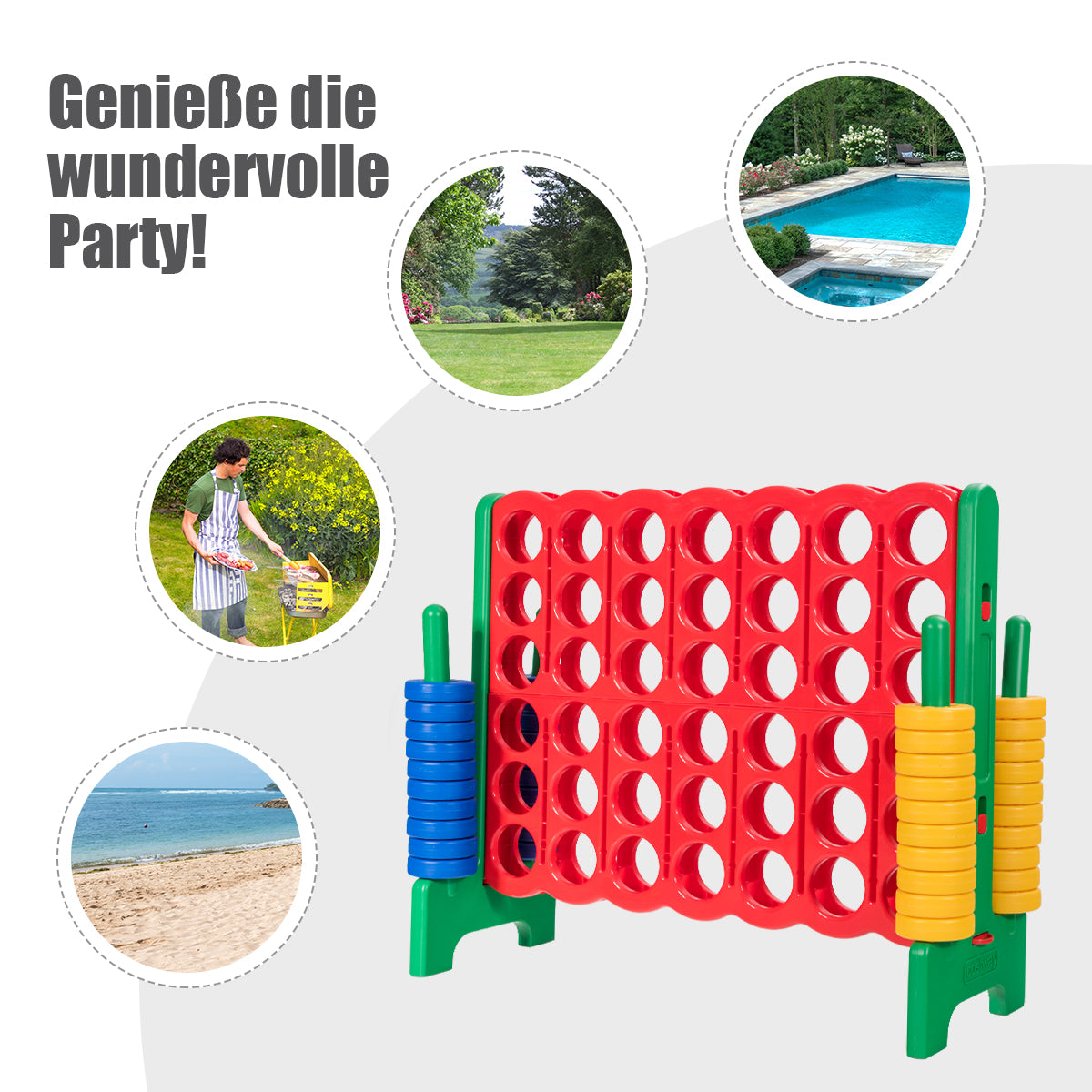 Connect – Four Game Wins Board Sets fyra i rad spel med Jumbo ringar röda och gröna – 4 42 – Röd och grön