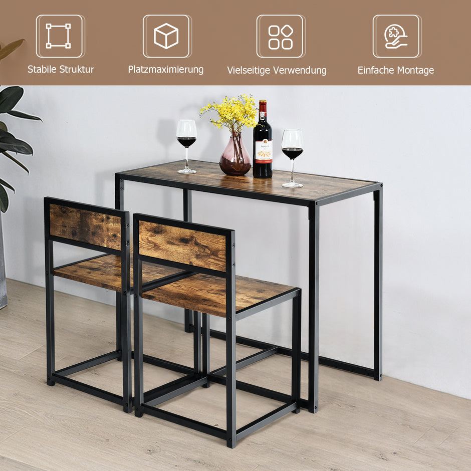 st – Bord Grupp Set + Stolar Antik – 3 2 – Brun