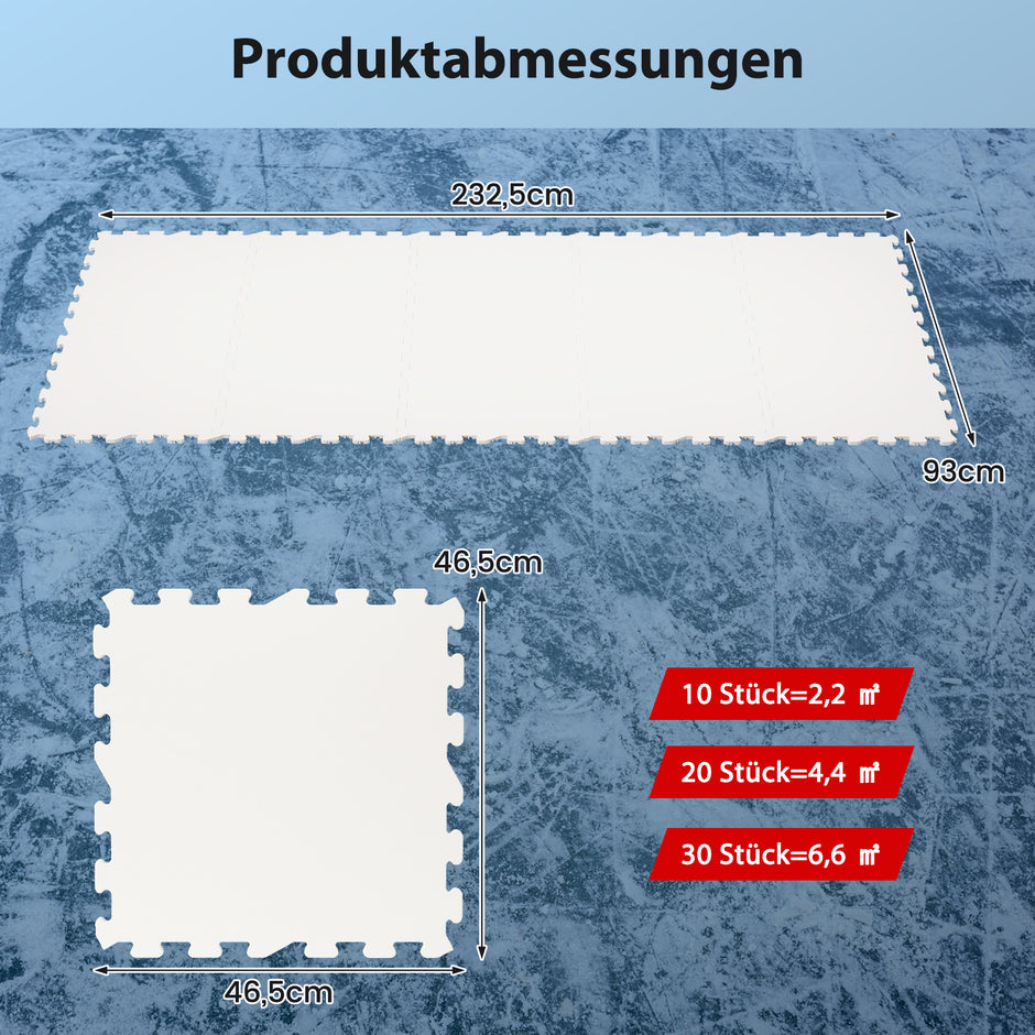 pack – Torkland Syntetiska Isplattor för Träning Hockey Golvmatta – 10 465 x 465 cm – Vit