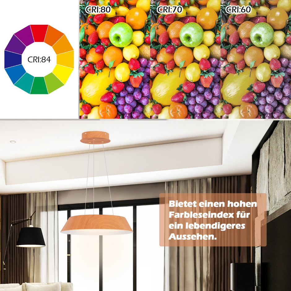 21W – LED taklampa energibesparande med träfiber metallram naturlig – Natur