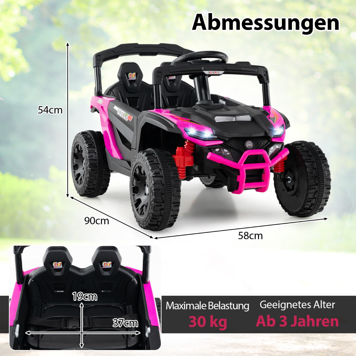 Barn – 12V elbil med fjärrkontroll Elektrisk UTV lastbil – Rosa